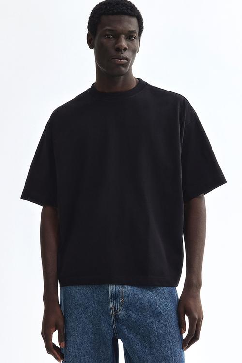 Oversized fit cotton T-shirt - black