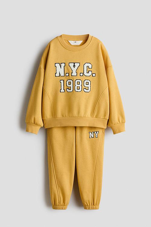 2 Piece sweatshirt set - mustard yellow/nyc