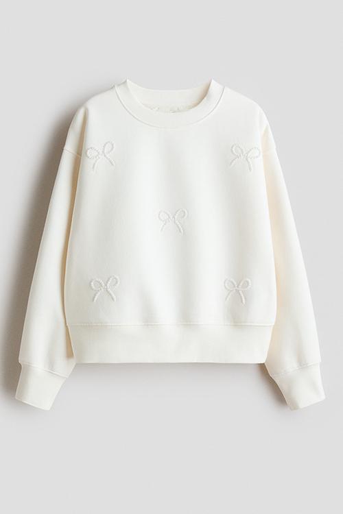 Motif-detail sweatshirt - white/bows