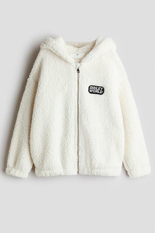 Teddy zip-through hoodie - white/smileyworld