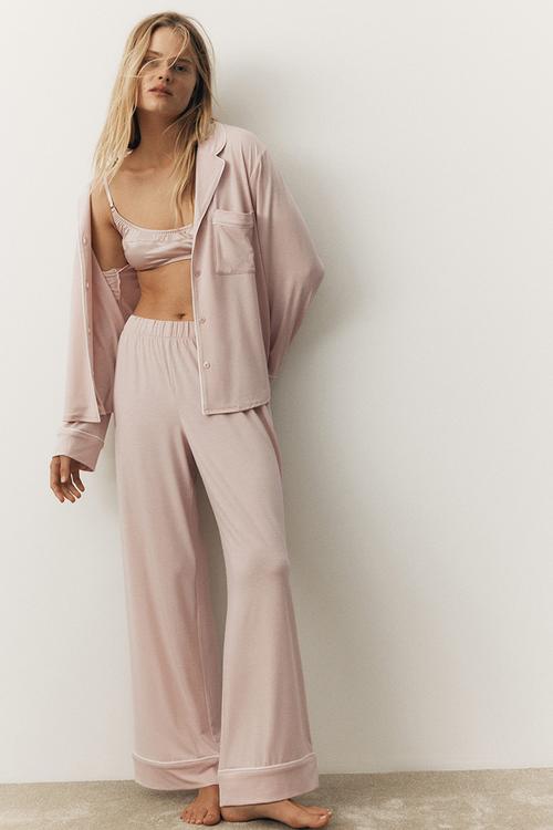 Viscose-blend pyjamas - light pink