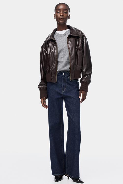 Wide high waist jeans - navy denim blue