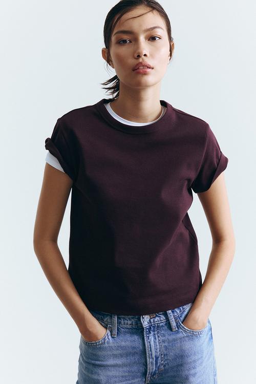 Cotton T-shirt - burgundy