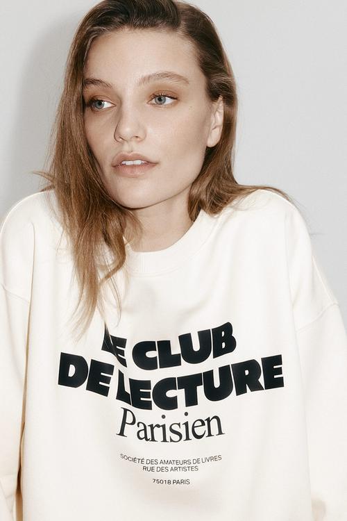 Text-motif sweatshirt - cream/le club