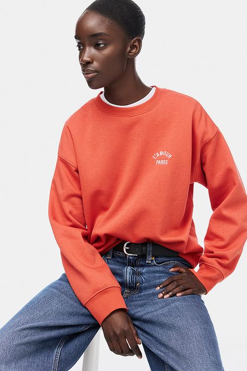 Text-motif sweatshirt - orange/paris