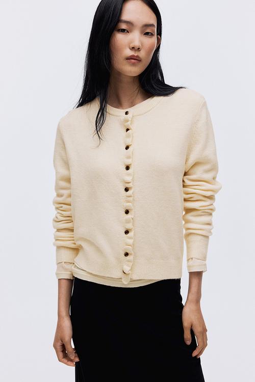 Frill-trimmed cardigan - cream