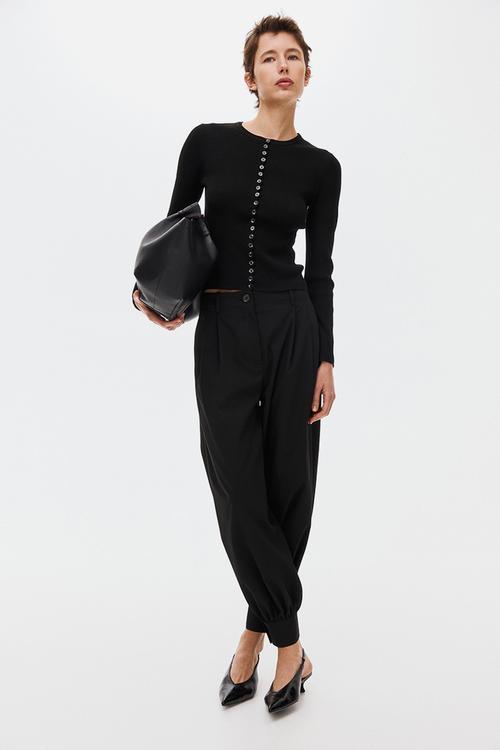 Ribbed cardigan - black