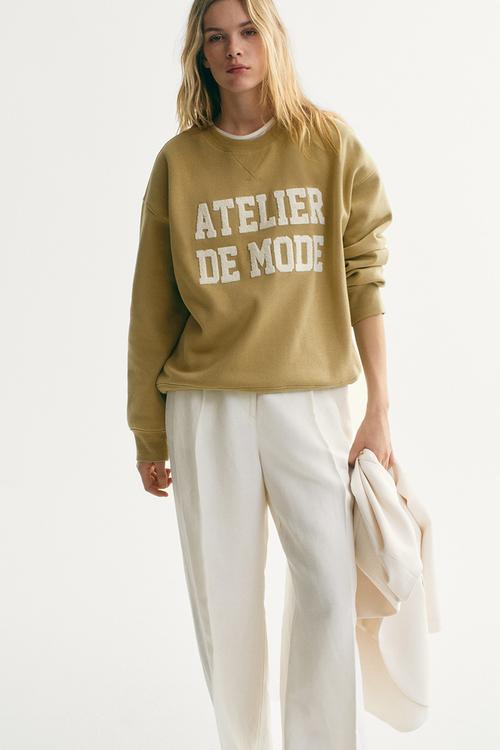 Motif-detail sweatshirt - beige/atelier