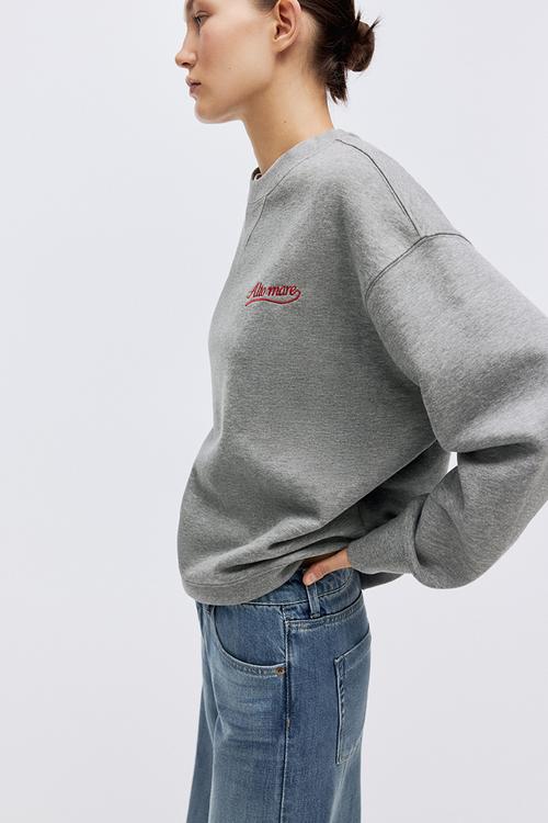 Motif-detail sweatshirt - grey marl/alto mare