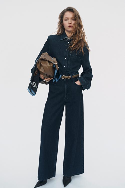 Shoulder-pad denim shirt - denim blue