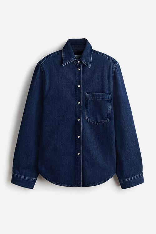 Shoulder-pad denim shirt - denim blue