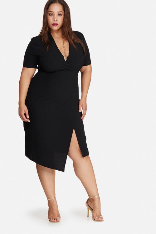 Plus size wrap midi dress