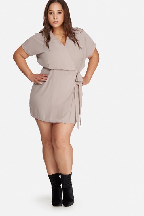 Plus size kimono sleeve wrap dress