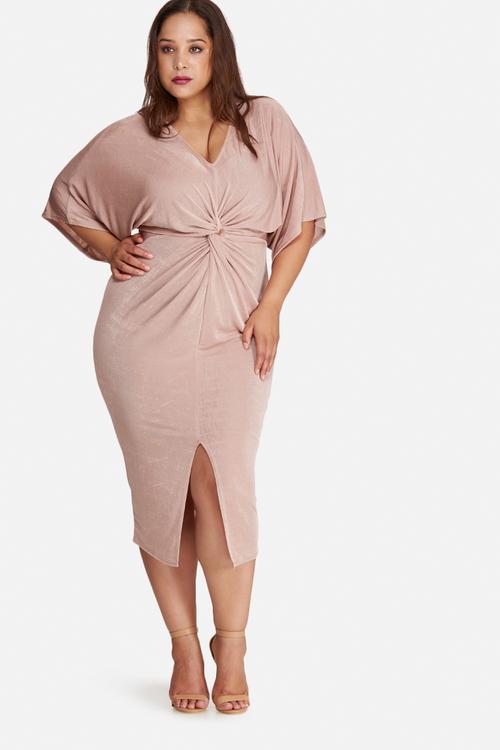 Plus size slinky kimono midi dress