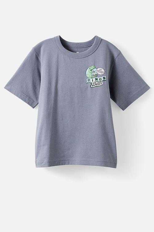 Jonny Short Sleeve Graphic Print  Tee - Steel/Dino Diner