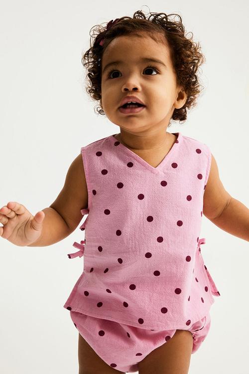 Milly Sleevless Set - Strawberry Milk/Polka Dot