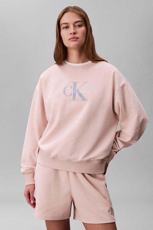 Long sleeve monologo french terry rlxd crew - buff beige