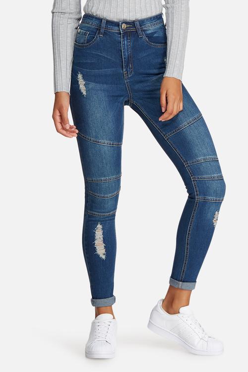 sinner high waisted biker ripped skinny jeans