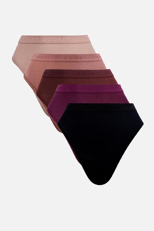 5 Pack plain tonal elastic french cut - multi
