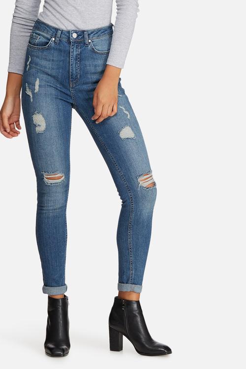 sinner highwaisted ripped skinny jeans