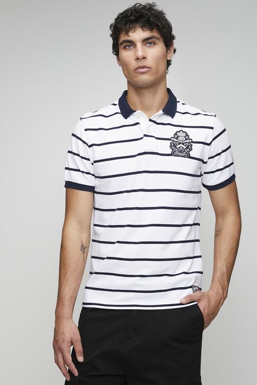 Crest Stripe Polo-Optic/Navy Stripe