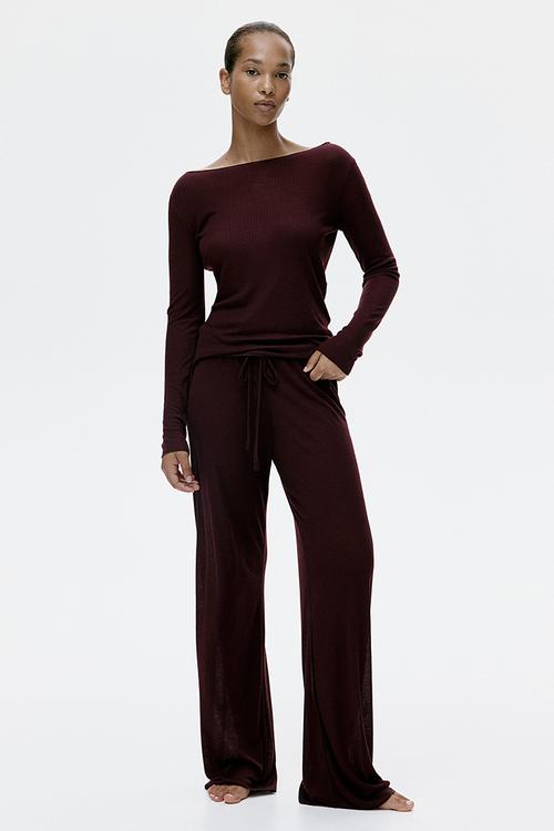 Ribbed pyjamas - burgundy