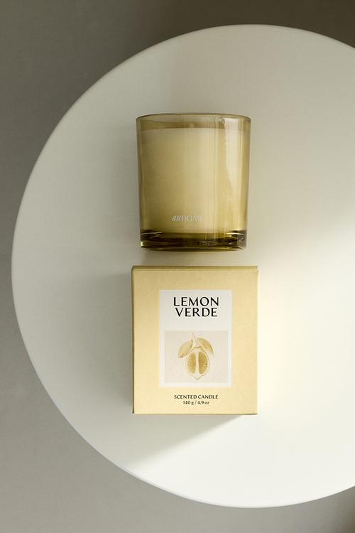 Scented candle in a glass holder - lemon verde