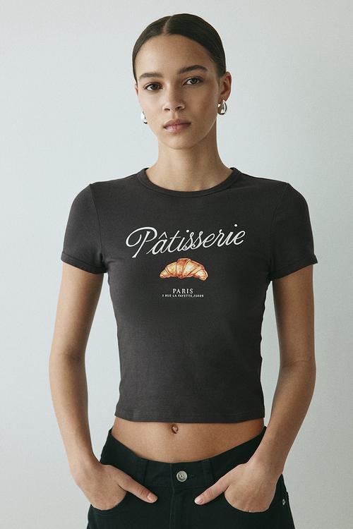 Fitted cotton t-shirt - dark grey/p?tisserie