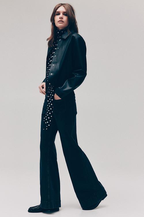 Wide high waist jeans - denim black