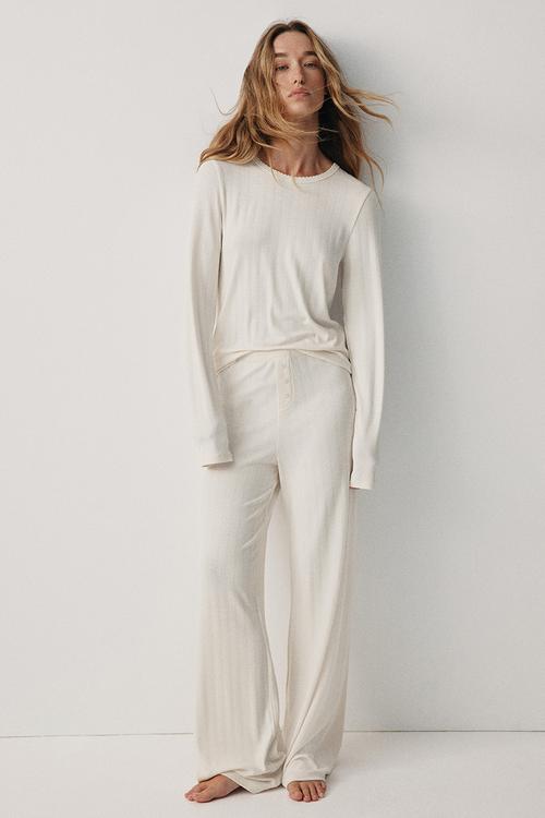 Pointelle jersey pyjamas - white