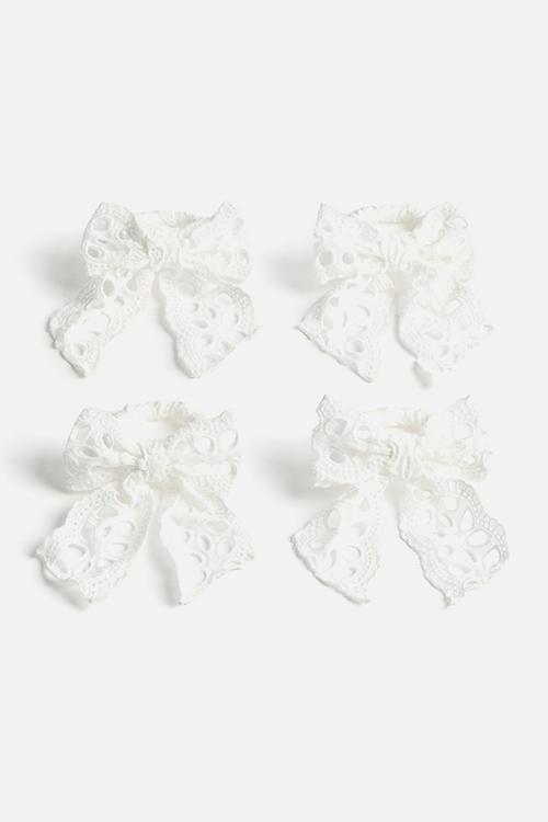 4-pack broderie anglaise napkin rings - white