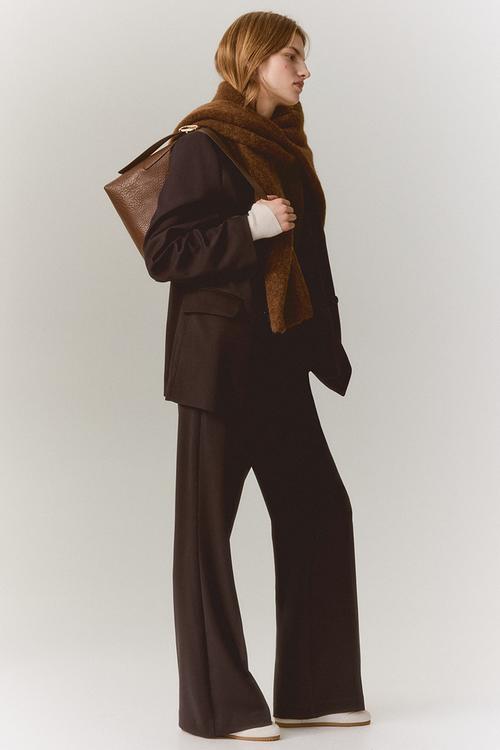 Bootcut twill trousers - dark brown
