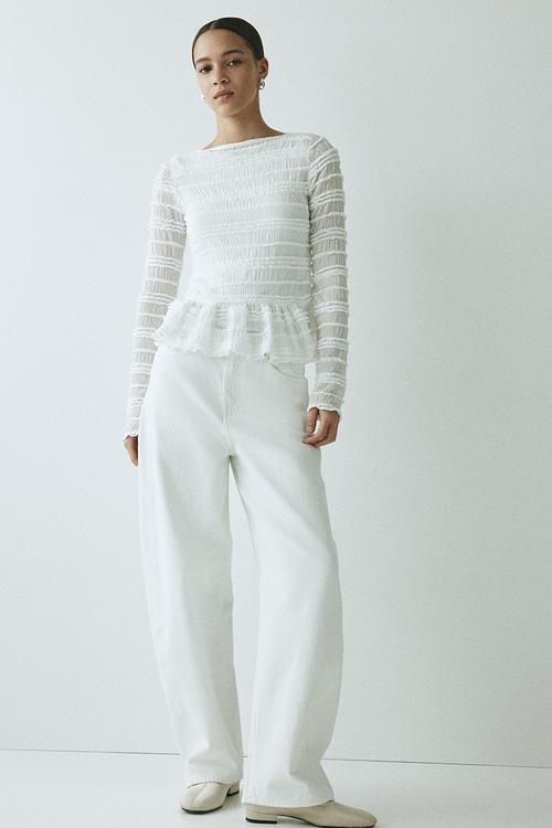 Smocked top - white