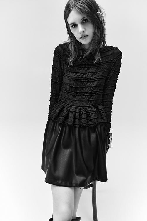 Smocked top - black