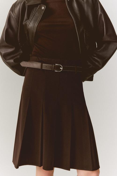 Belted skirt - dark brown