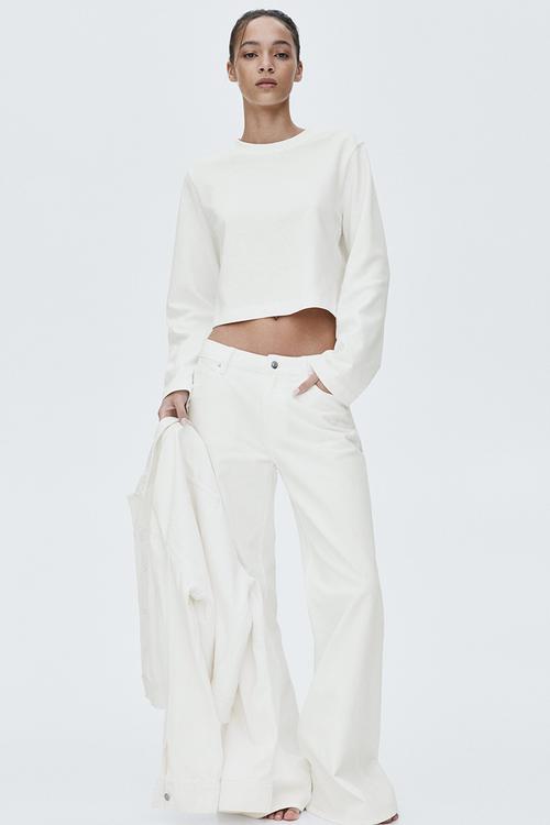 Short interlock top - white