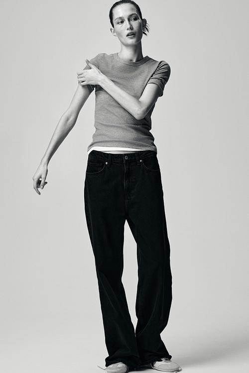 Ribbed t-shirt - grey marl