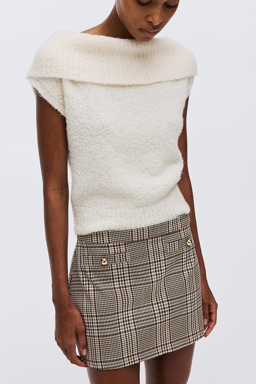 Skort - light beige/checked