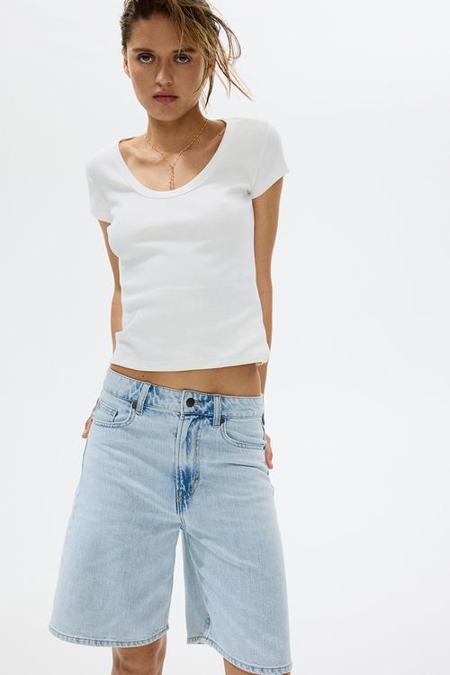 Denim bermuda shorts - light denim blue