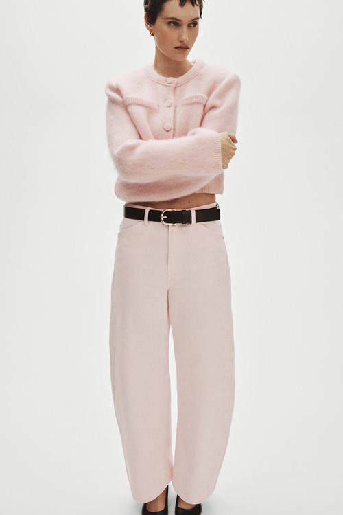Barrel regular waist ankle jeans - light pink
