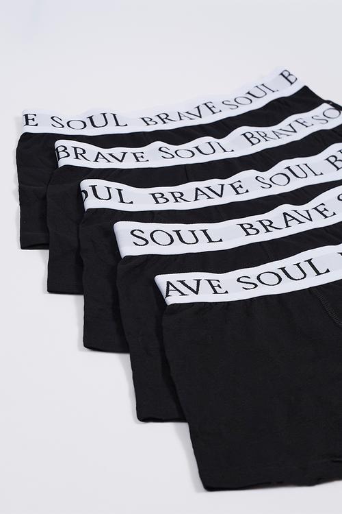 BRAVE SOUL 5 PACK MENS BOXERS  WESLEY - BLACK
