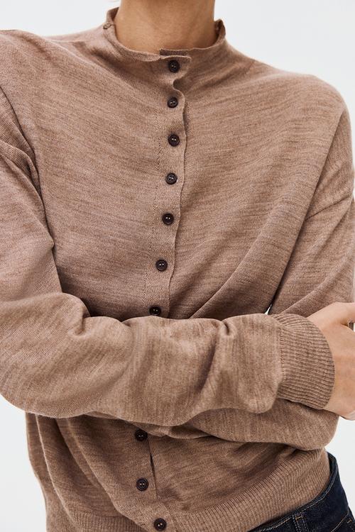 Turtleneck cardigan - beige marl