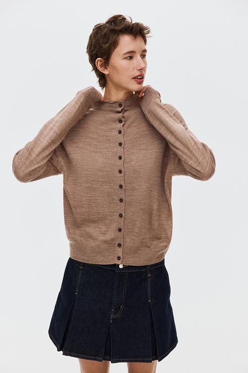 Turtleneck cardigan - beige marl