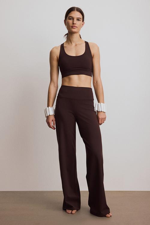 Wide sports leggings with softmove - warm brown