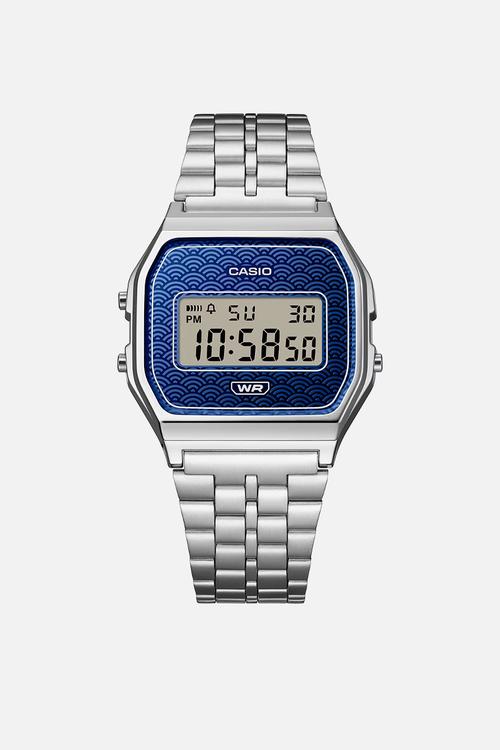 Retro Digital Silver Blue Dial - Silver