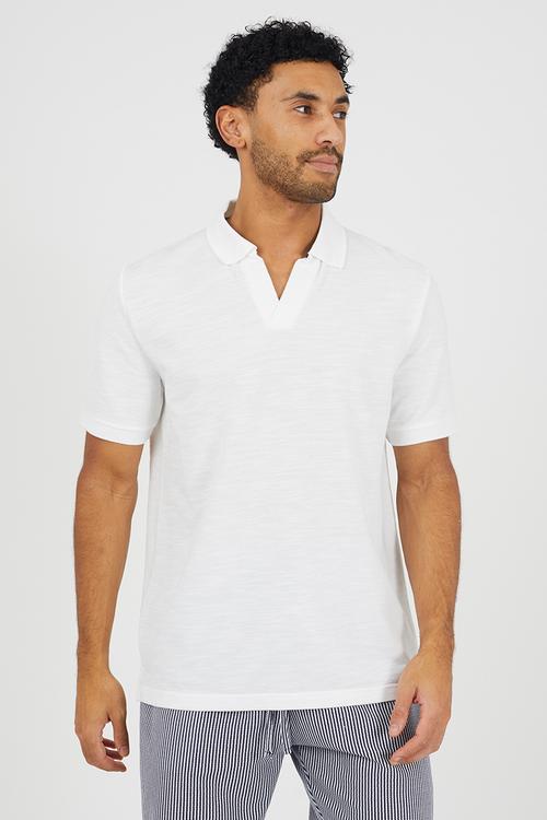 MENS SHORT SLEEVED TROPHY NECK POLO SHIRT WYSTAN - OPTIC WHITE
