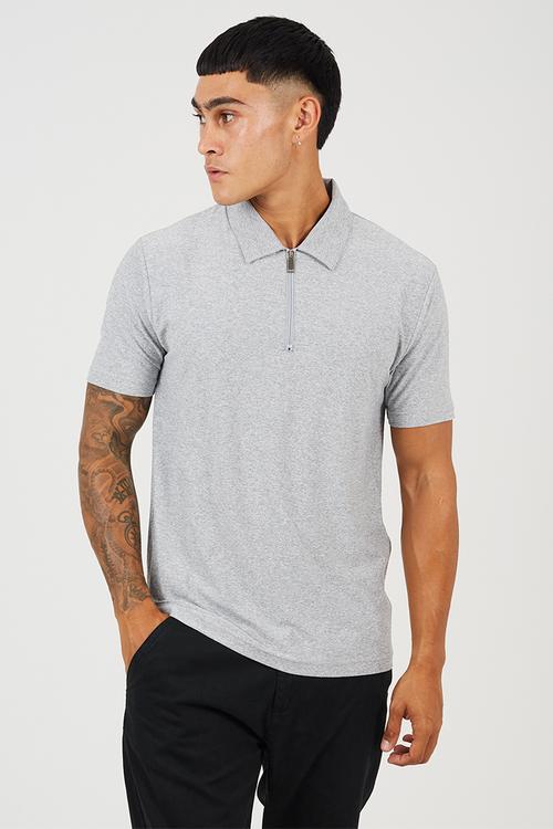 MENS REGULAR FIT, SHORT SLEEVE GRIFFINC - LIGHT GREY MARL