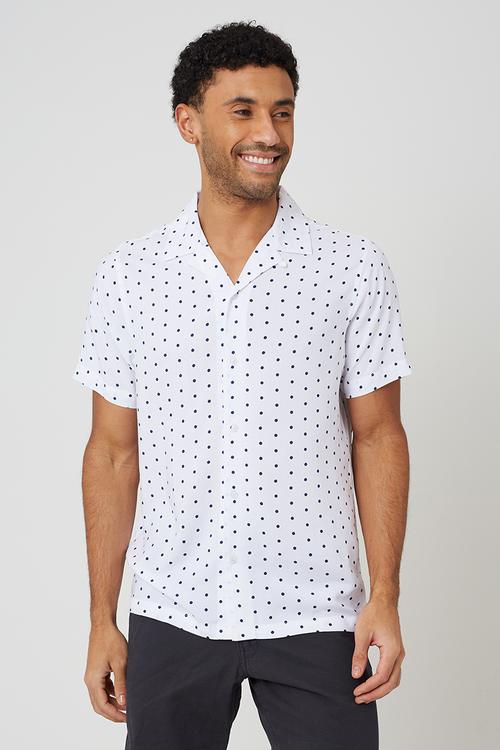 MEN'S REVERE COLLAR SHIRT SHEKELLSB - WHITE/NAVY