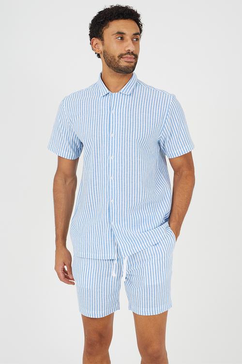 MENS SHORTS WITH SIDE ENTRY POCKETS RENLEY - BLUE/WHITE