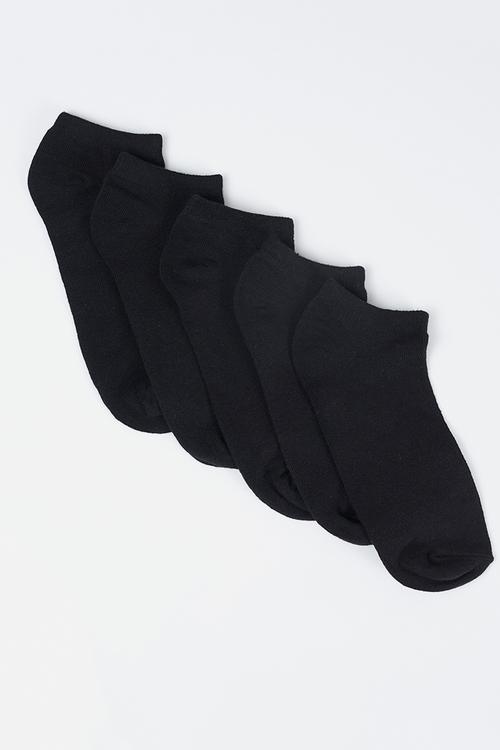 MENS 5PK BLACK TRAINER SOCKS JACK - BLACK